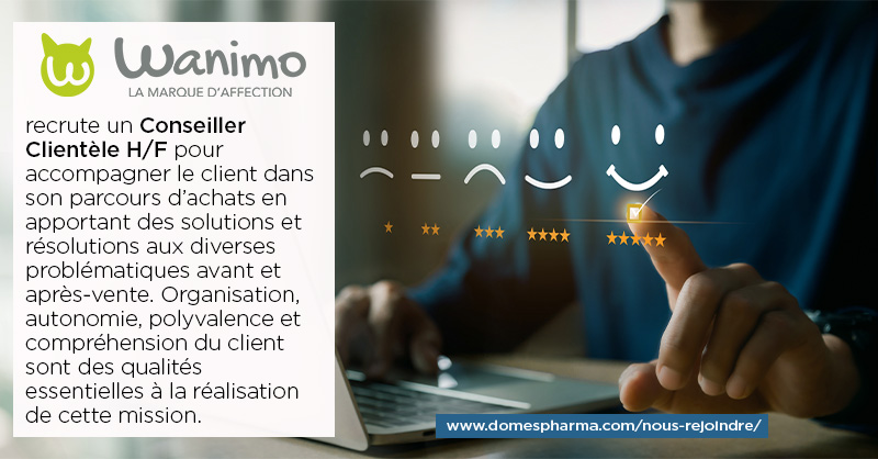 Wanimo, site e-commerce de produits pour animaux, filiale du Groupe <a href="/DomesPharma/">Dômes Pharma</a>, recherche un Conseiller Clientèle H/F en CDD de 7 mois  #OffreEmploi #AURA #ecommerce  Postulez ici 👉 lnkd.in/eYvu2tB