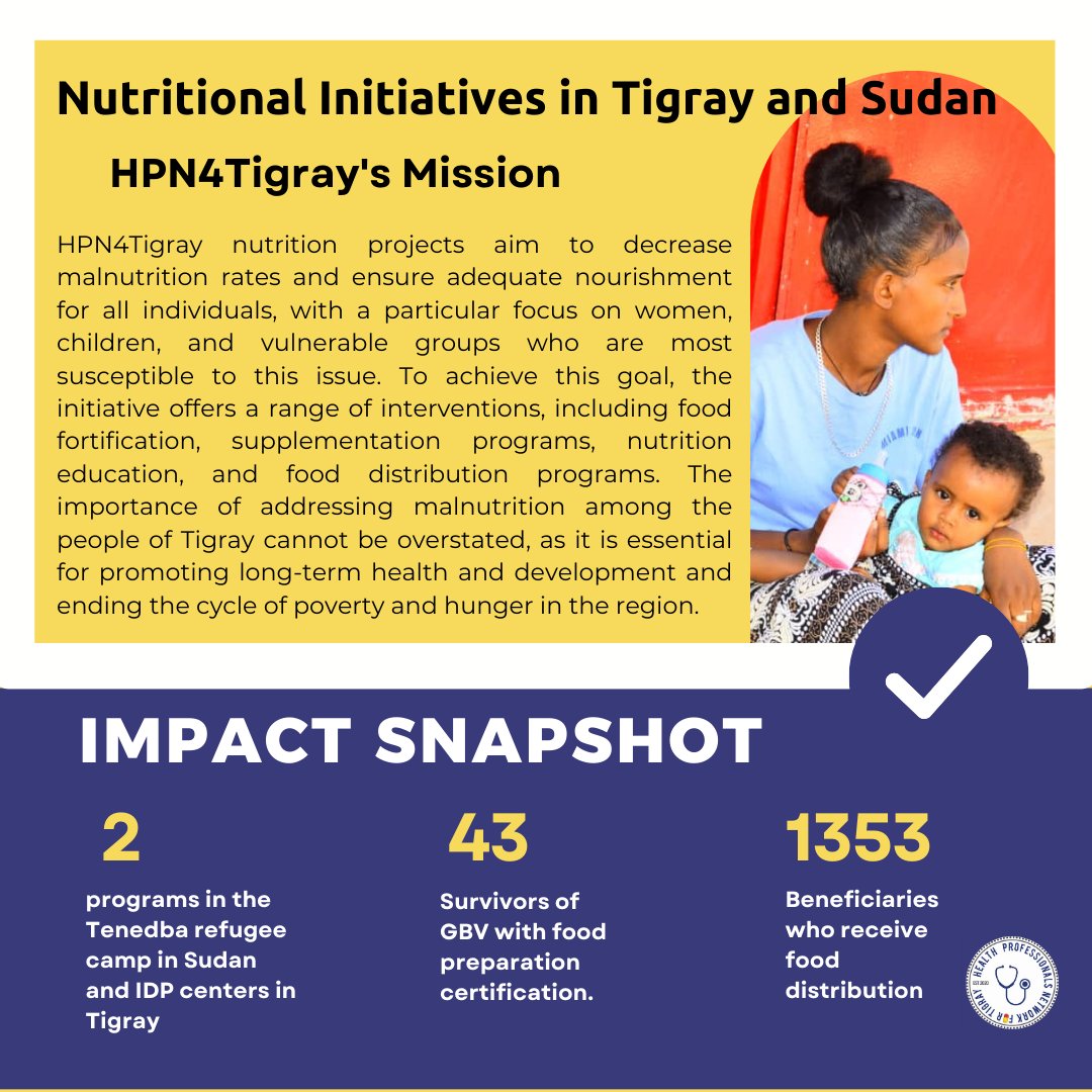 HPN4Tigray's tweet photo. HPN4Tigray's Nutrition projects aim to decrease malnutrition rates, with a focus on women, children. We currently have 2 programs in the Tenedba refugee camp in Sudan and IDP centers in #Tigray. 

Support our nutritional initiatives here: https://t.co/Ng2dVLXvLQ.

#HPN4Tigray https://t.co/ke1675MHnw