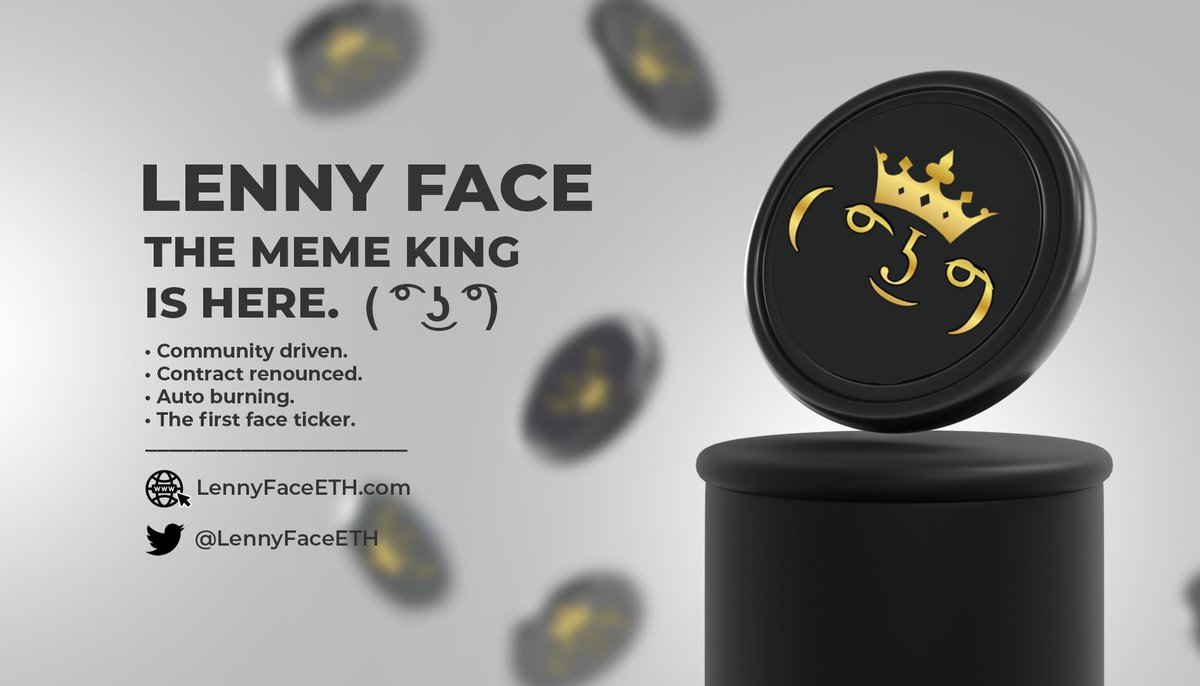 $Lenny is still here!

We are still 100% community run with 0 taxes and a renounced contract! 

We love to share the viral 2012 #LennyFace #meme and create an innovative and exciting environment!

Come join our TG and join in the fun!

#ETH #crypto #altcoin #hodl #btc #bitcoin