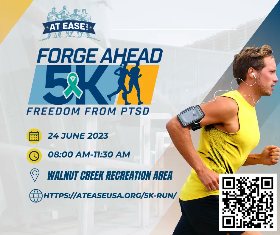 Our 5K is in 8 days! Register today and join us on the course June 24th as we spread awareness of PTSD!
#PTSD #PTSDAwarenessMonth #ActiveDuty #ReadyToServeYou #ServingThoseWhoServe #AtEaseServesYou #ServingYouAtEase #ForgeAhead5K #5KRun
Registration Page: buff.ly/3xCXrLZ