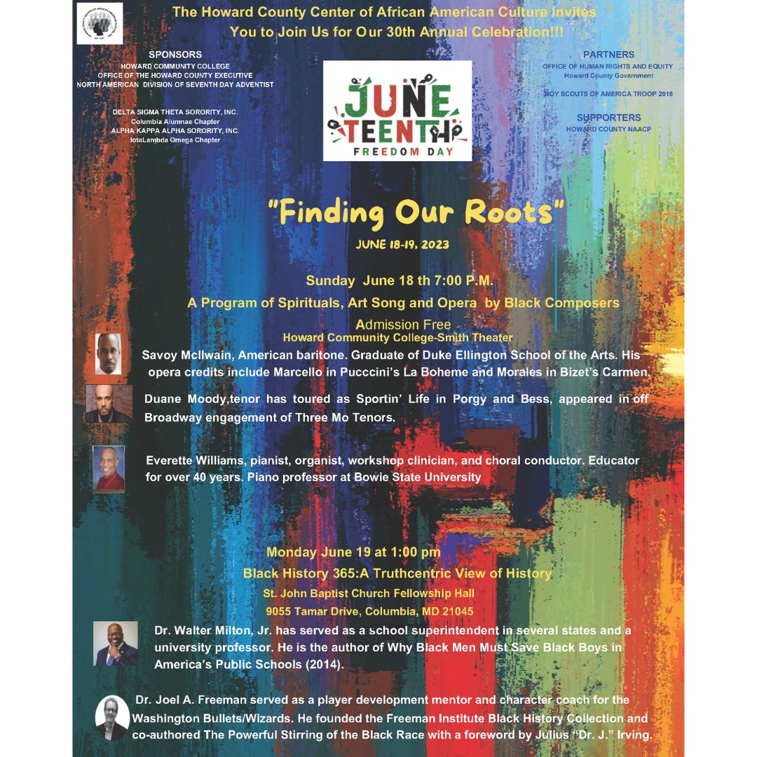 Join the Howard County Center of African American Culture (HCCAAC) for “Finding Our Roots” Juneteenth events.

Learn more about HCCAAC at hccaac.org