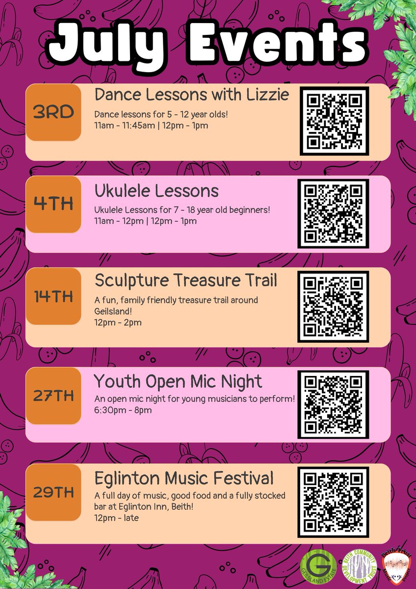 Check out all the great events taking place at Geilsland Estate this July! From music festivals at the Eglinton Inn to our annual Sculpture trail treasure hunt - there's something for everyone! 🤩 Tag a friend who would love to join in! #summer #julyevents #funtimesahead