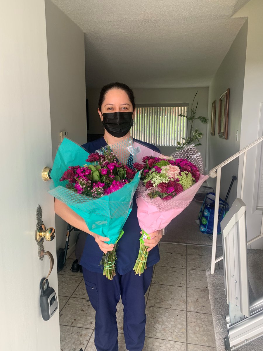 Home Care Specialist, Natalie, delivered flowers to celebrate and thank our awesome caregivers for everything they do! 💙🌻  #AssistedCares #HomeHealth #HospiceCare #CaregiverServices