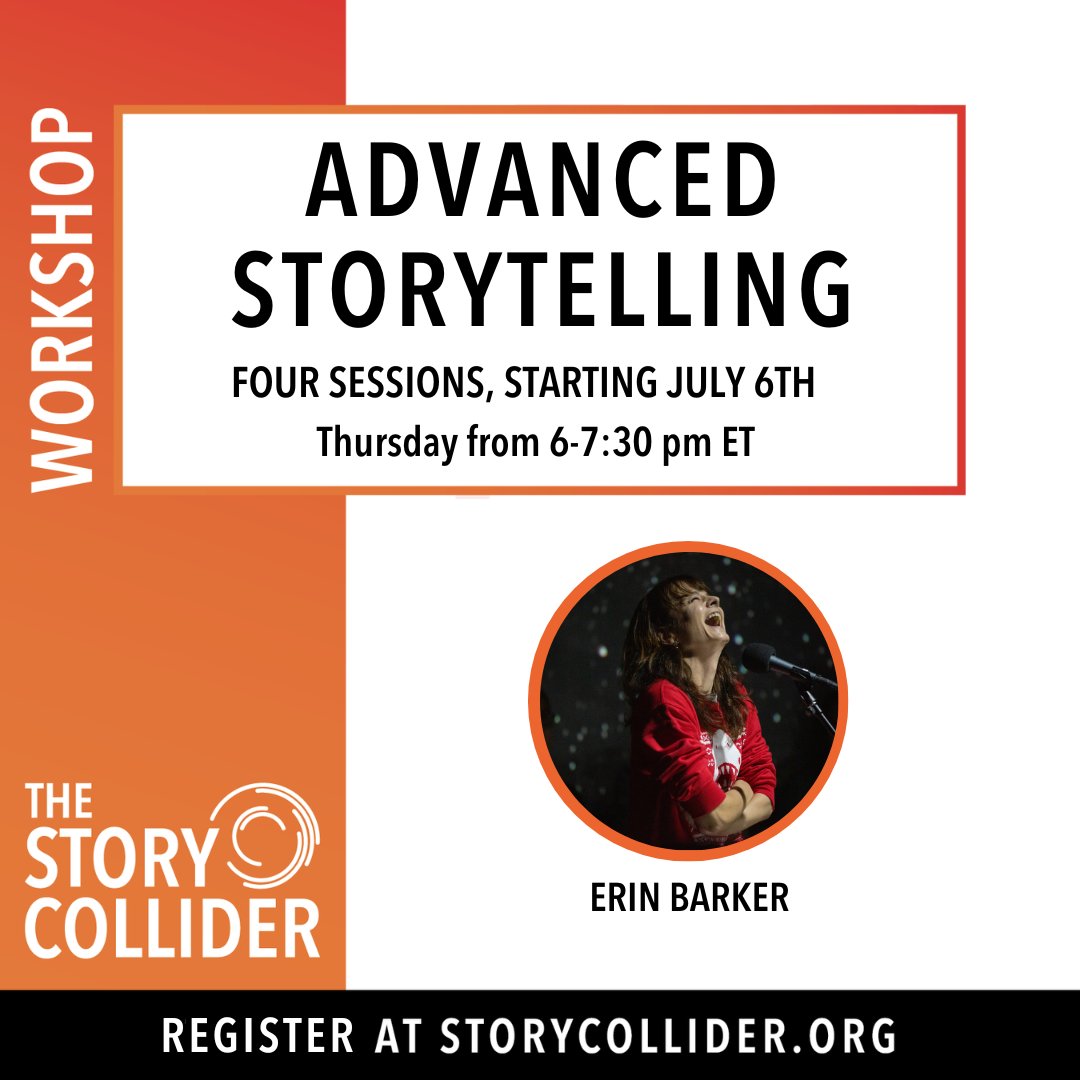 The Story Collider (@storycollider) on Twitter photo Join us for this in-depth storytelling workshop about finding & developing your own science story! Led by our Executive Director <a href="/ErinHBarker/">Erin Barker</a>, this 4-week class is every Thurs. July 6-27 from 6-7:30 pm ET. There are only 10 spots. Sign up today! 👉 ow.ly/tOcC50OpLmr Join us for this in-depth storytelling workshop about finding & developing your own science story! Led by our Executive Director <a href="/ErinHBarker/">Erin Barker</a>, this 4-week class is every Thurs. July 6-27 from 6-7:30 pm ET. There are only 10 spots. Sign up today! 👉 ow.ly/tOcC50OpLmr