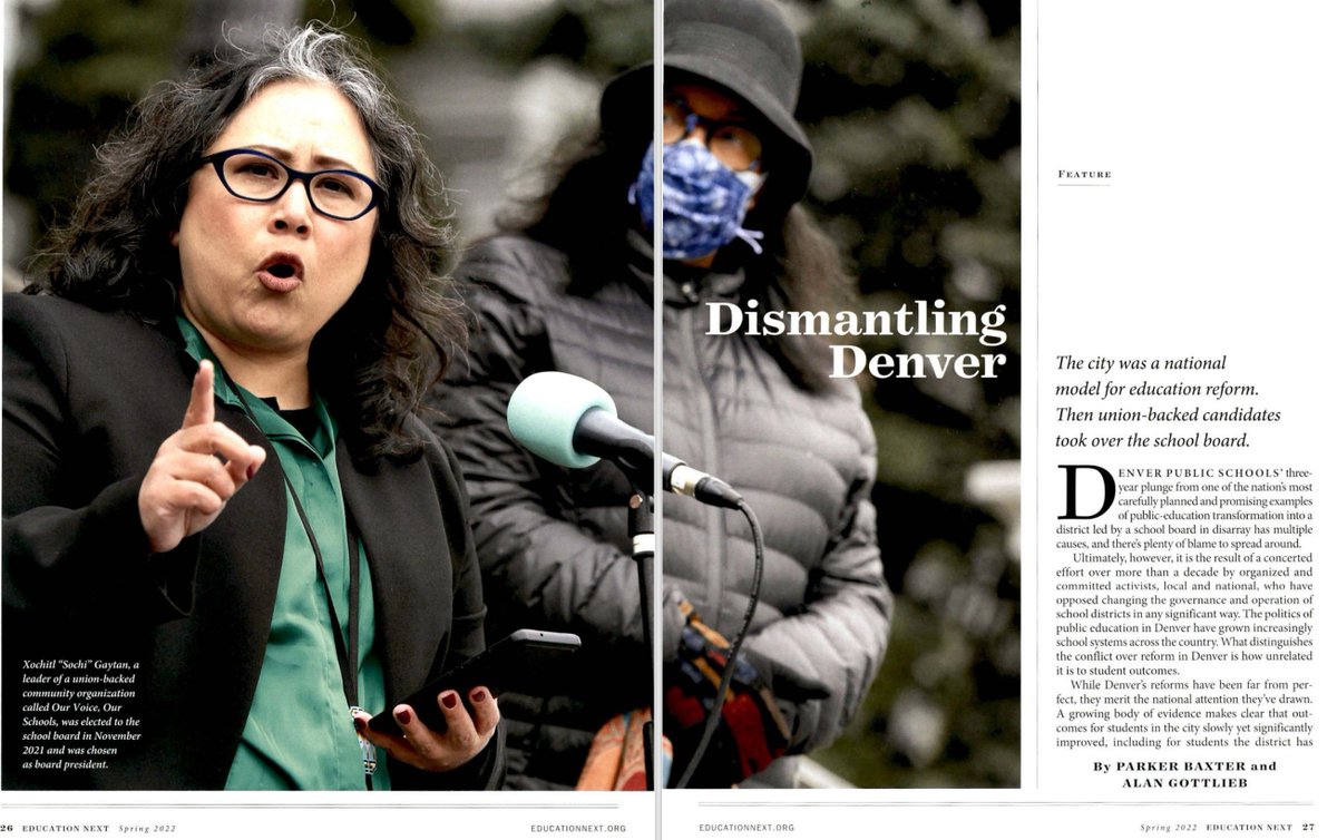 If reading this story @ChalkbeatCO you wonder how #Denver Public Schools, once a stronghold of progressive #edreform where adults focused on kids, became a district where dysfunctional governance and inept leadership put adult interests over kids See here: educationnext.org/dismantling-de…