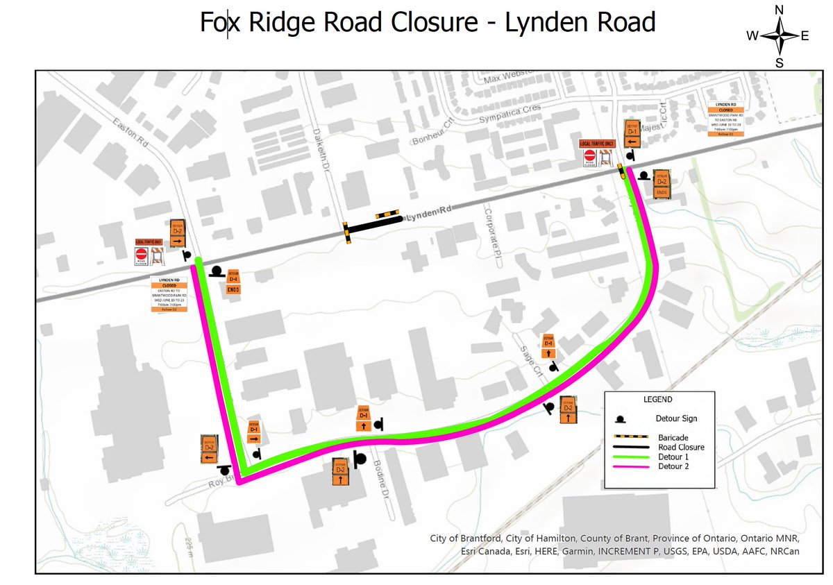 A temporary road closure will be in place at 166 Lynden Road starting at 7 am Monday June 19, to install underground infrastructure services for the future site of a Long-term Care Home. The work is expected to be complete by Saturday June 24, 2023. More: bit.ly/3NwvYTs