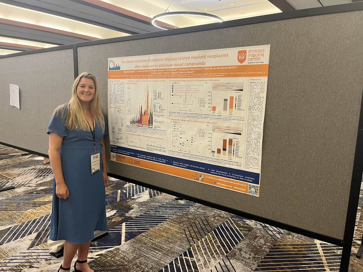 Glad to be present at #ISLCCC 2023 and given the opportunity to share and discuss our research on the clonal evolution of pediatric therapy-related myeloid neoplasms after exposure to platinum compounds. Please check out our poster #24 later today! <a href="/prinsesmaximac/">PrinsesMáximaCentrum</a> @BoxtelLab