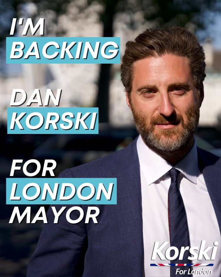 I’m backing @DanielKorski as Conservative Candidate for Mayor as he has a clear vision to restore the LONDON DREAM. #korski4london #londondream