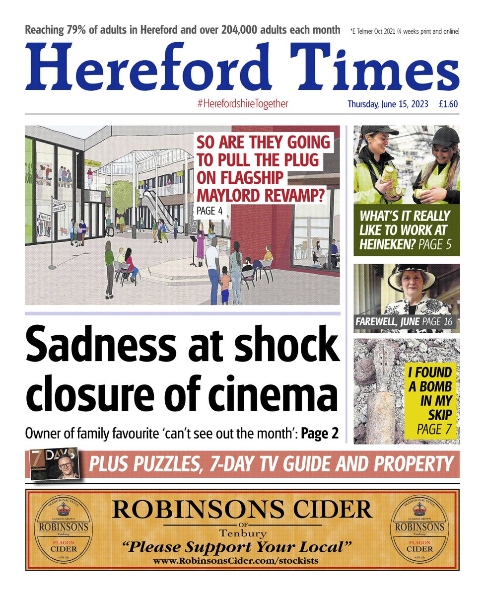 This week's Hereford Times front page. Get a copy this weekend, sit down with a cuppa, and find out what's going on in your community. 
📱 Get a free weekly email newsletter from me here: herefordtimes.com/newsletters/ne…