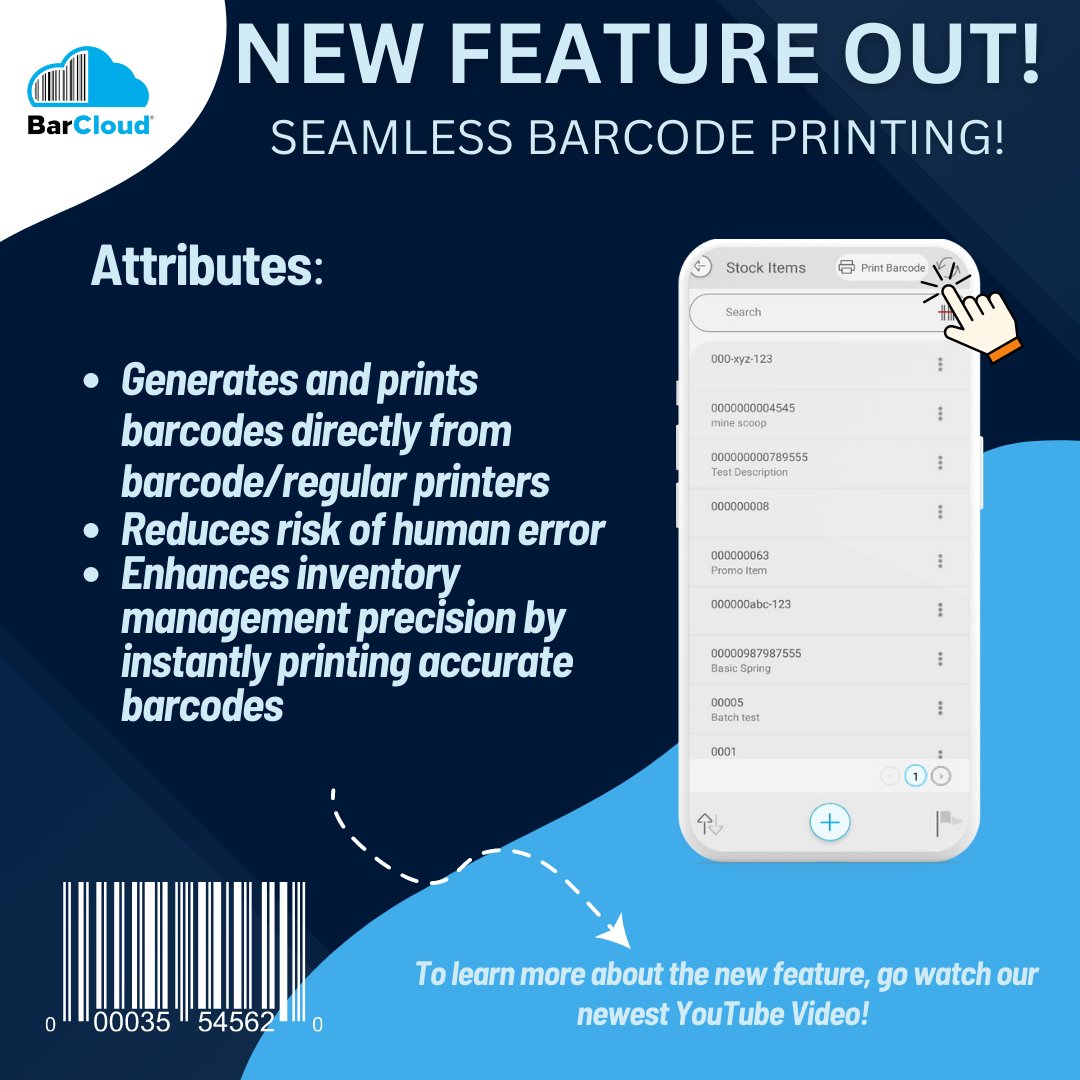 ASAP_Systems's tweet image. Introducing our newest BarCloud Mobile App Feature - Seamless Barcode Printing! Now you can print Barcodes in a fast and easy way on our app. Watch our newest YouTube video to learn more! youtu.be/rnueZ3rNIoQ