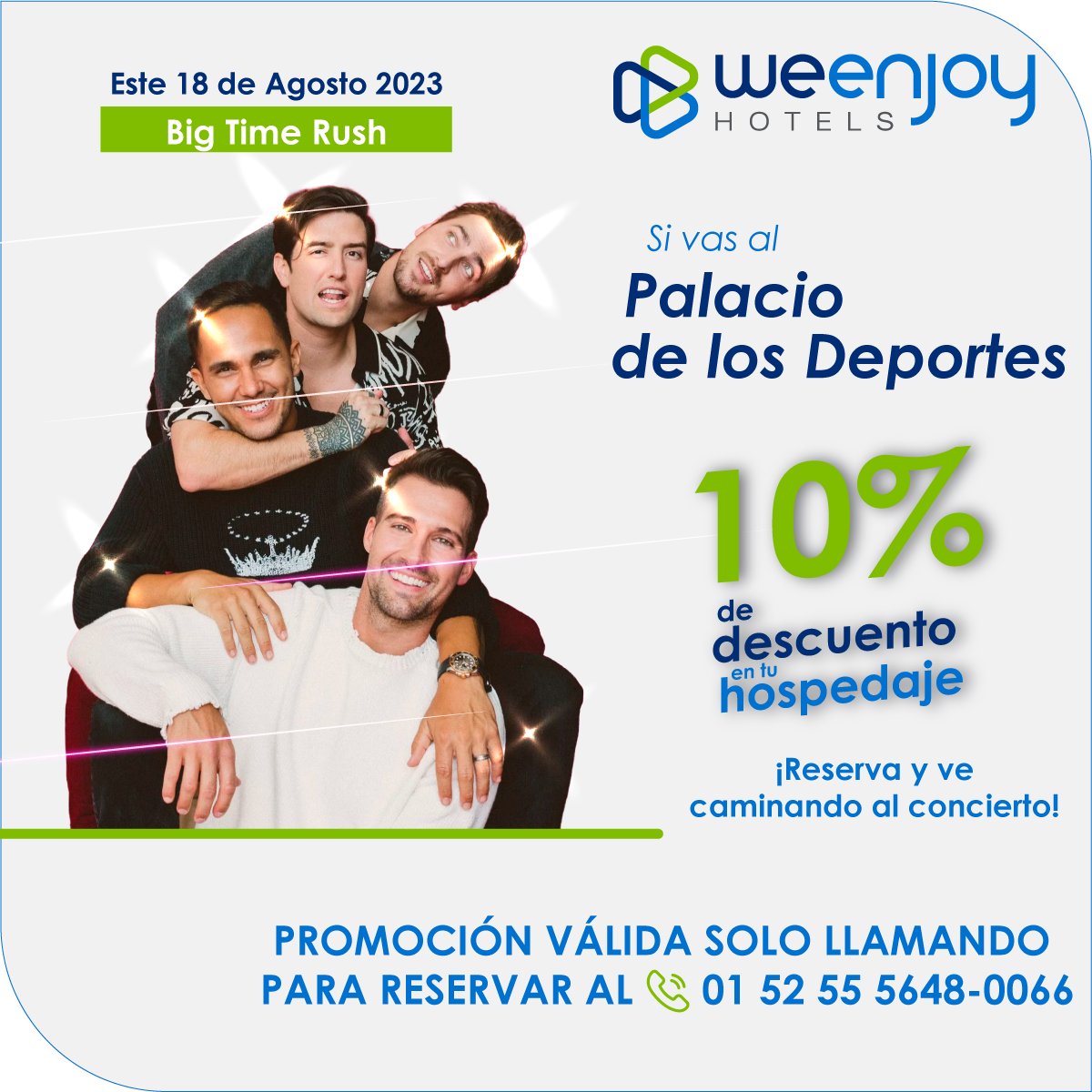 ¡En agosto viene #BigTimeRush al #PalacioDelosDeportes! Hospédate con nosotros y ve caminando a su concierto, estamos enfrente, ve caminando 🏟🚶🏨

🏨Reserva:
+52 55 56480066
weenjoyhotels.com.mx

#hotelescdmx #weenjoyhotels #hotelesmexico #weenjoymexico