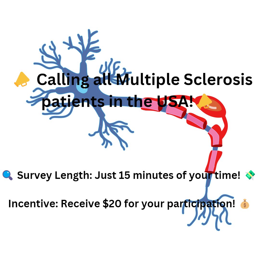 📣 15 Minutes Online survey for Multiple Sclerosis patients in the USA!  Receive $20 for your participation! 💰Click the link:  bit.ly/SRC231221 
#MultipleSclerosis #MSResearch #Survey #PatientVoices #MakeADifference #MSConnections #esclerosismultiple