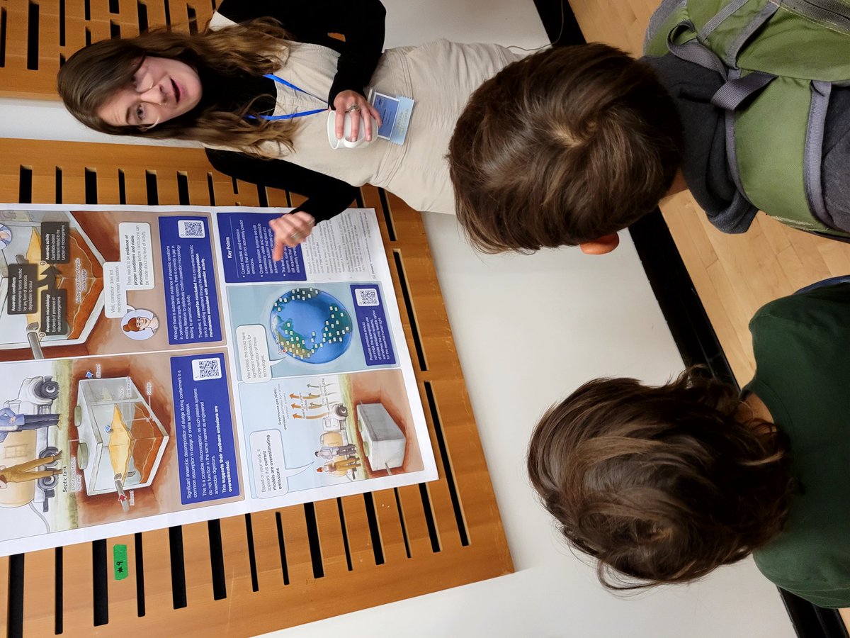 PH2E_UVic's tweet photo. @kelseyshaw214 explaining her #septicskeptic work to very inquisitive poster judges at #WESTConference. https://t.co/L87VbTtjVk