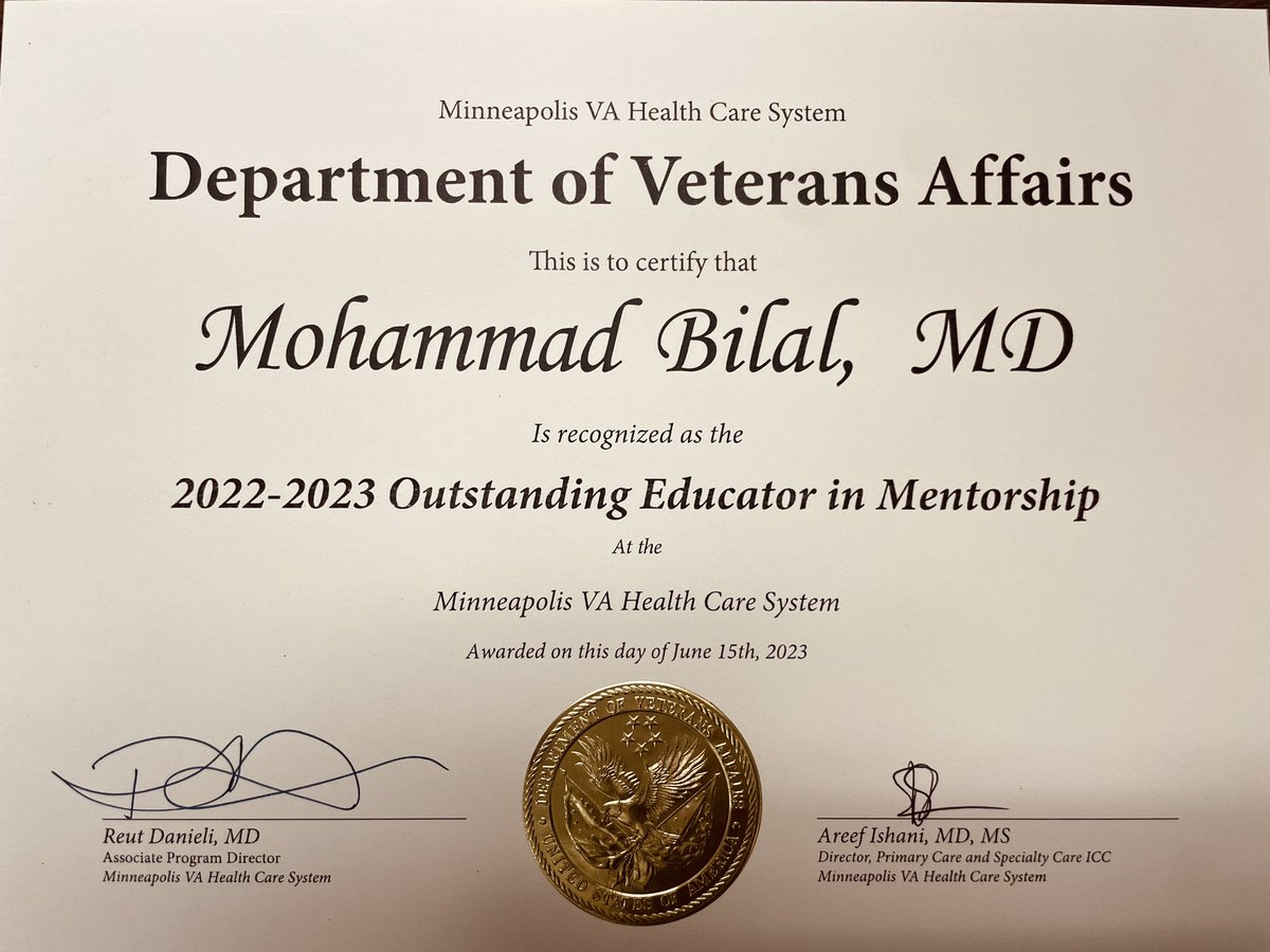 Susan Lou (@susanloumd) on Twitter photo Special congrats to my colleague and friend <a href="/BilalMohammadMD/">Mohammad Bilal, MD</a> for winning the <a href="/VAMinneapolis/">Minneapolis VA Health Care System</a> Outstanding Educator in Mentorship Award for the 2nd year in a row!
🌟Unprecedented
🌟Unanimous
Can’t think of anyone more deserving!
#GITwitter #MedEd
<a href="/Areefishani/">Areef ishani</a> Special congrats to my colleague and friend <a href="/BilalMohammadMD/">Mohammad Bilal, MD</a> for winning the <a href="/VAMinneapolis/">Minneapolis VA Health Care System</a> Outstanding Educator in Mentorship Award for the 2nd year in a row!
🌟Unprecedented
🌟Unanimous
Can’t think of anyone more deserving!
#GITwitter #MedEd
<a href="/Areefishani/">Areef ishani</a>