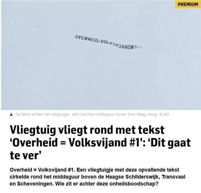 Top actie..! 💚 

Overheid = volksvijand #1

Dit vliegtuig vloog vanmiddag boven Den Haag.