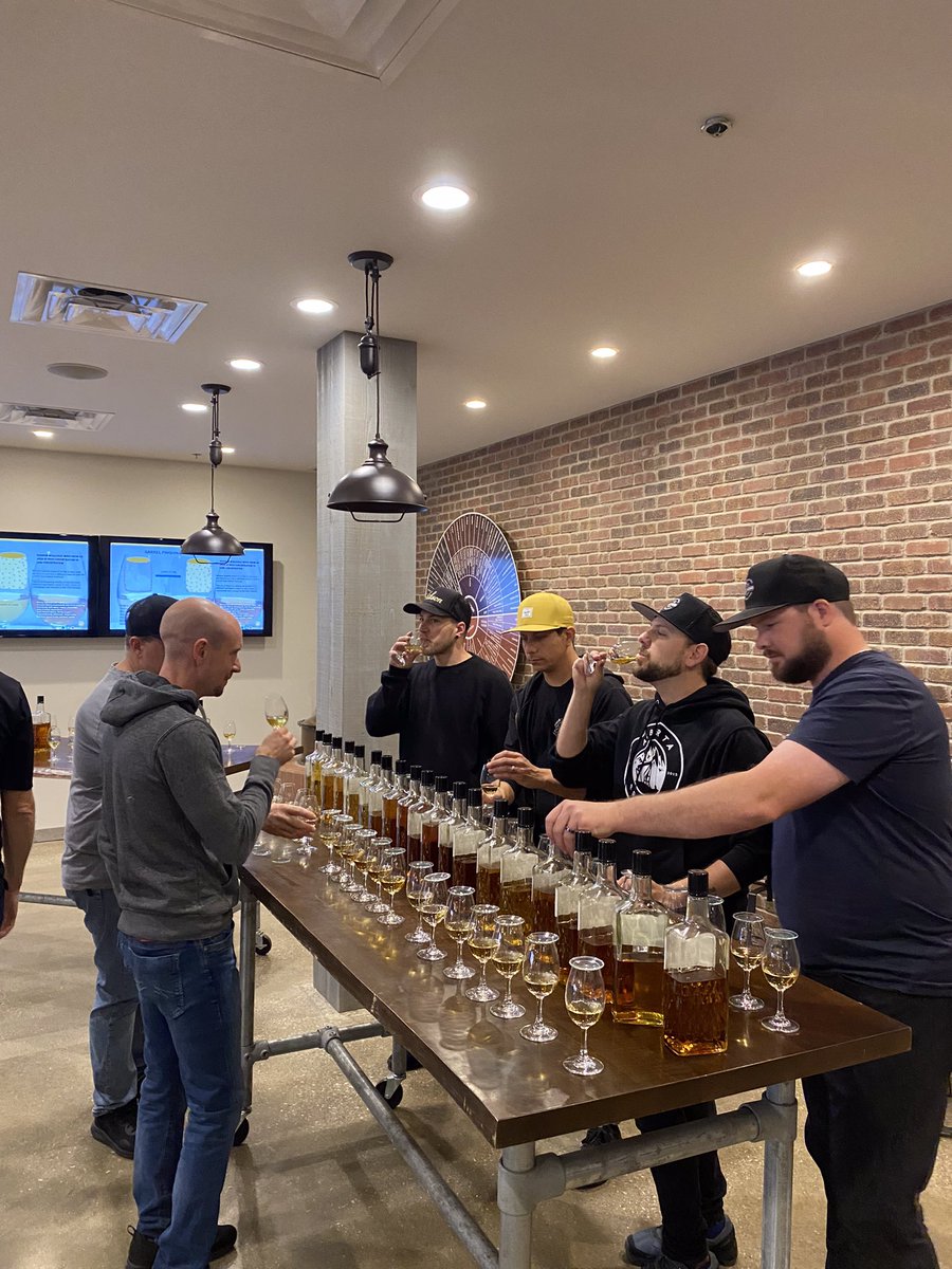Blending #canadianwhisky with country superstar @brettkissel at @jpwisers Brand Centre.  
•
Brett came by the distillery with his band and crew before his show tonight at @caesarswindsor .   
•
#jpwisers
#wiselydone
#countrymusic #whisky
#yqg
#windsor
#canadianwhisky
@corbysw