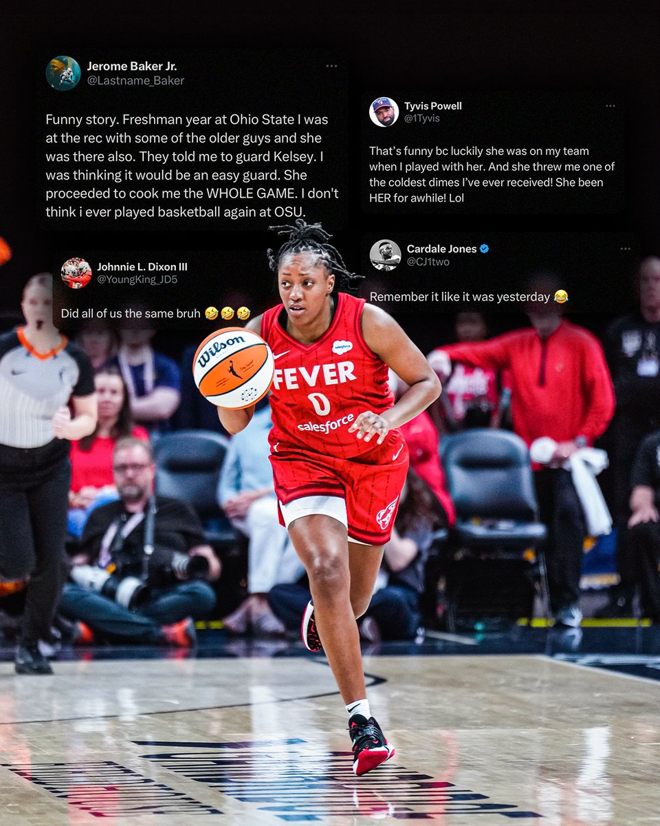 IndianaFever's tweet image. after Kelsey Mitchell hit her game-winner last night, some of her fellow @OhioStAthletics alum started reminiscing about playing pickup with her in college.

spoiler: she’s always been HER. 🥶