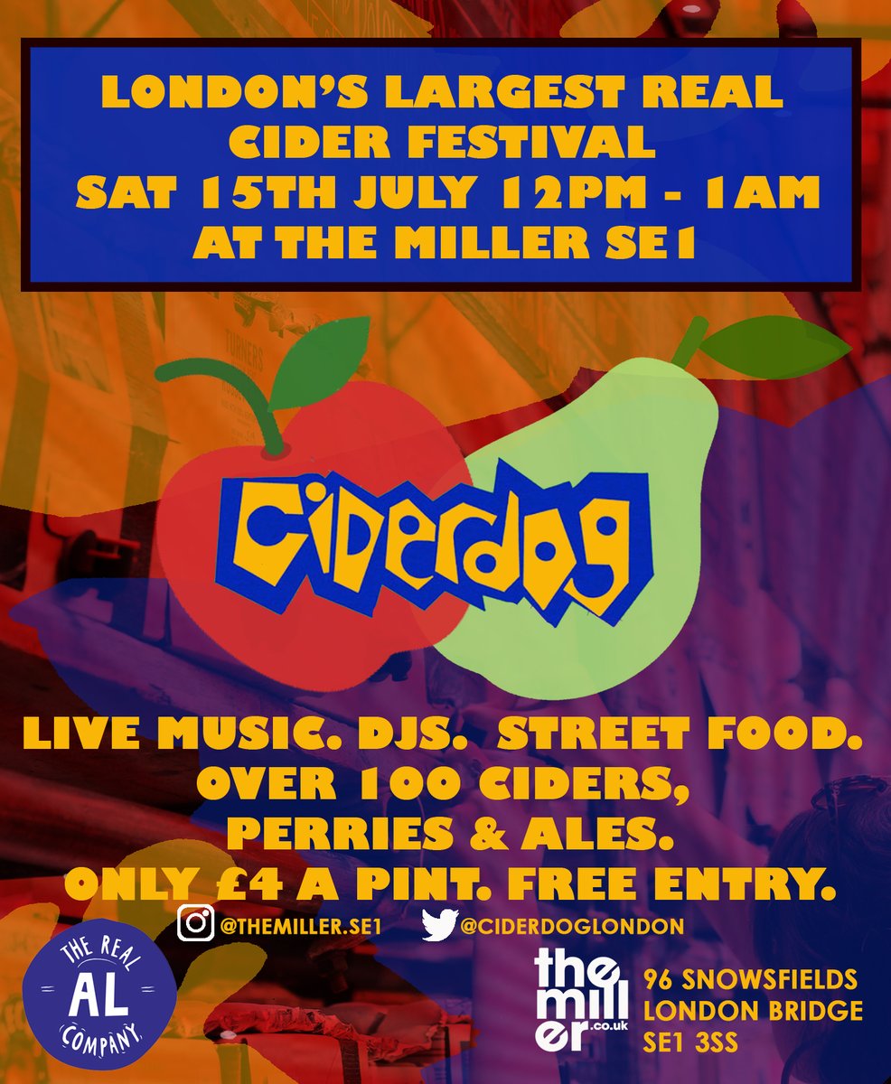 1 month til Ciderdog: 100 ciders from @SeaCiderSussex @KentishPipCider @RossCider @AscensionCider @turners_cider @DuddasTunCider @oliverscider @IfordCider @trickycider and more live music from Will Dixon The Zomigs Double Cream Tom Barrow And food from St Best Jamaican cuisine