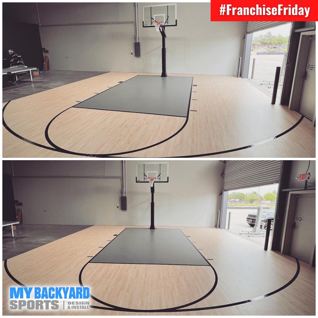 #FranchiseFriday MBS Houston Spotlight! MBS Houston completed an indoor court with vinyl flooring and a GameChanger XXL hoop. This court was built for a local company where staff will be able to take a break and shoot some hoops!🏀 #MyBackyardSports #WeLoveWhatWeDo