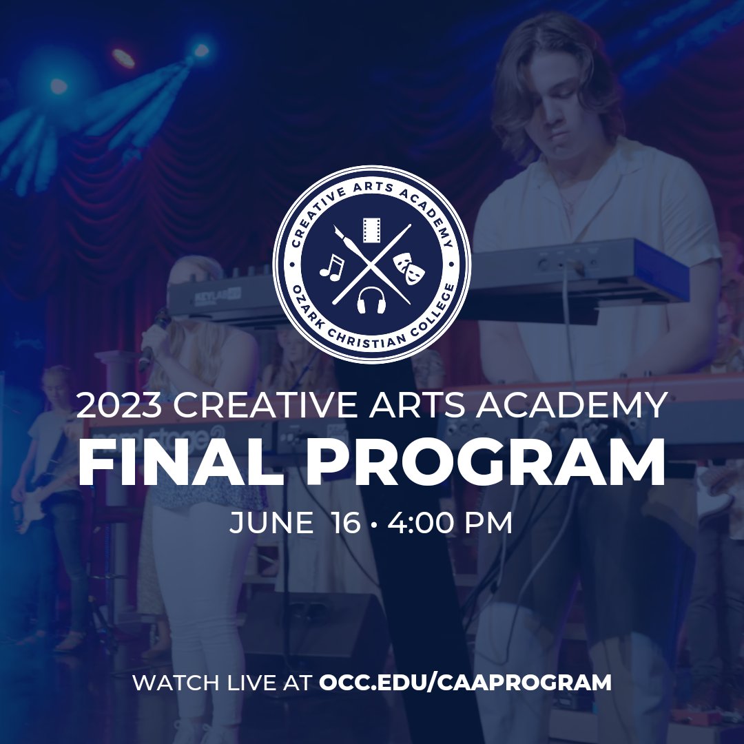 We're wrapping up a great week at Creative Arts Academy! Watch the final program today at 4:00 p.m. (CT) in the OCC Chapel or at occ.edu/caaprogram.