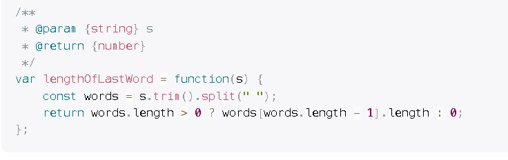 cordial_shubh's tweet image. #365dayscodingchallenge
Day 48 of 365 (Length of Last word -Javascript Leetcode)
#consistent #leetecode #hackerrank #codechef #hackerearth #javascript #python #java #dsa
Ig: cordial_shubh