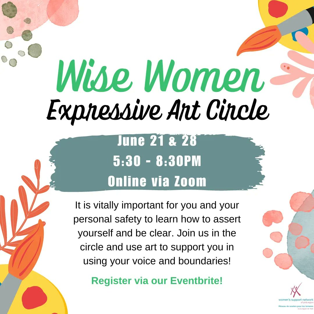 There's two more sessions of our Wise Women Expressive Art Circle - Series 11: Boundary Setting, happening on June 21 & 28 at 5:30-8:30PM.  Register: buff.ly/3IkN97q
#WiseWomenExpressiveArtCircle #WiseWomen #ExpressiveArtCircle #ArtCircle #Women #ArtForHealing #Boundaries