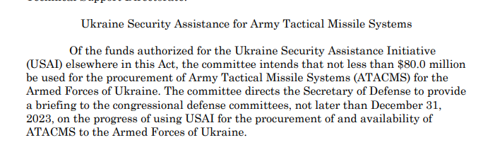 The US plans to allocate at least $80 million for ATACMS for Ukraine. This is written in the draft of the National Defense Authorization Act for 2024. With an average unit cost of $1.5 million, that could be just over 50 missiles.

Full document: armedservices.house.gov/sites/republic…