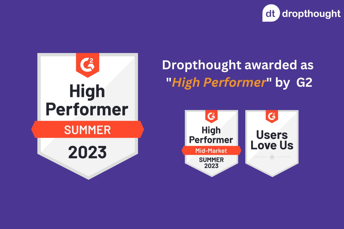 dropthought's tweet image. We’ve got some exciting news 🎉
The G2 Summer 2023 reports are out and we&apos;re proud to share that Dropthought has once again been recognized as a High Performer.
#experiencemanagement #feedbackanalytics #employeeengagement #g2summerreports