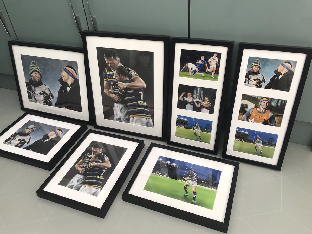 My Rob Burrow and Kevin SInfield framed prints all taken from my charity paintings. #MND #mnda #Rugby #rugbyleague #leeds #leedsrhinos #robburrow #kevinsinfield #sirkev #fundraising