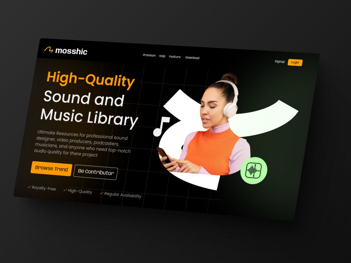 UI/UX Challenge 07 Modren Music Library Landing Section