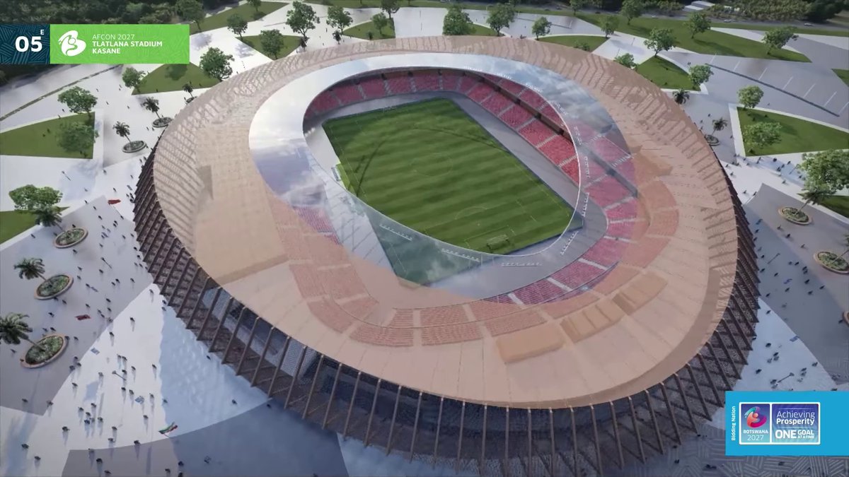 AfricaViewFacts's tweet photo. Botswana 🇧🇼 intends to build three new stadiums in Greater Gaborone, Kasane, and Maun if they win the AFCON 2027 bid.

The Obed Itani Chilume Stadium in Francistown and Lobatse will be refurbished. 

Provided below are artistic renderings showcasing the envisioned stadiums. https://t.co/9J4Nwb6hII