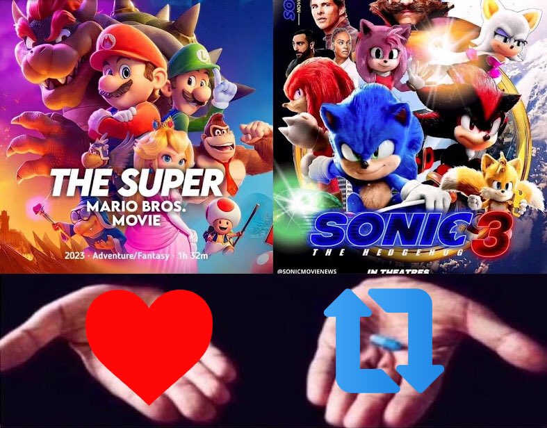 RT @SFG495: Which would you prefer? The Super Mario Bros. Movie or Sonic The Hedgehog 3 https://t.co/TZob0kxhyH