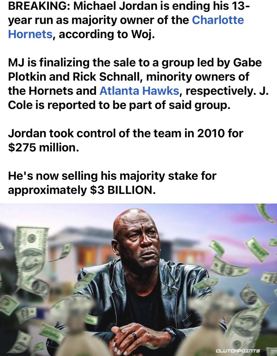 What a great investment! Didn’t even have to be good or win! Take the money and run MJ!🏦🏦