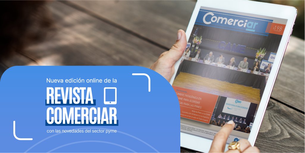 NUEVA EDICIÓN DE LA REVISTA COMERCIAR 📲

¡No te pierdas el último número de la revista con toda la actualidad #pyme!

➡️ Conocé sobre el #EncuentroFederalPyme que contó con la presencia del ministro #Wado de Pedro, la Cumbre de Gobernadores Patagónicos, y la misión de #CAME a