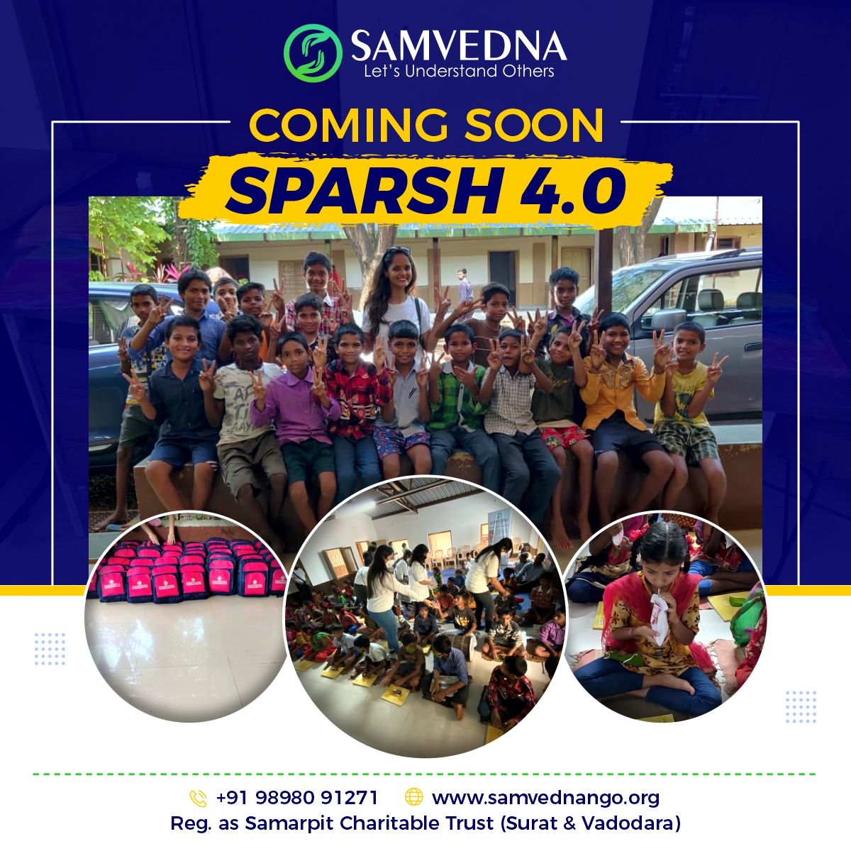 Sparsh means 'Touch' - The drive which v especially plan for children who live in Dang. Every year we visit different areas of dang to help max children wit basic material which can help them to study. We need your support to fulfill this campaign. Contact for more Information