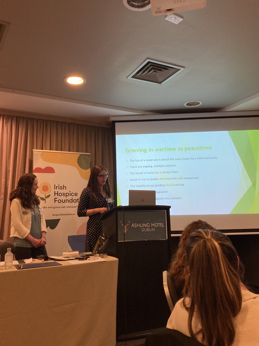 Iryna Matuzov and Colleen Brown ⁦<a href="/barnardos/">Barnardo’s</a>⁩ sharing stories and images of grief and loss in a wartime context. Very poignant and powerful, the harshness of the multiple losses of war and displacement #NBF2023