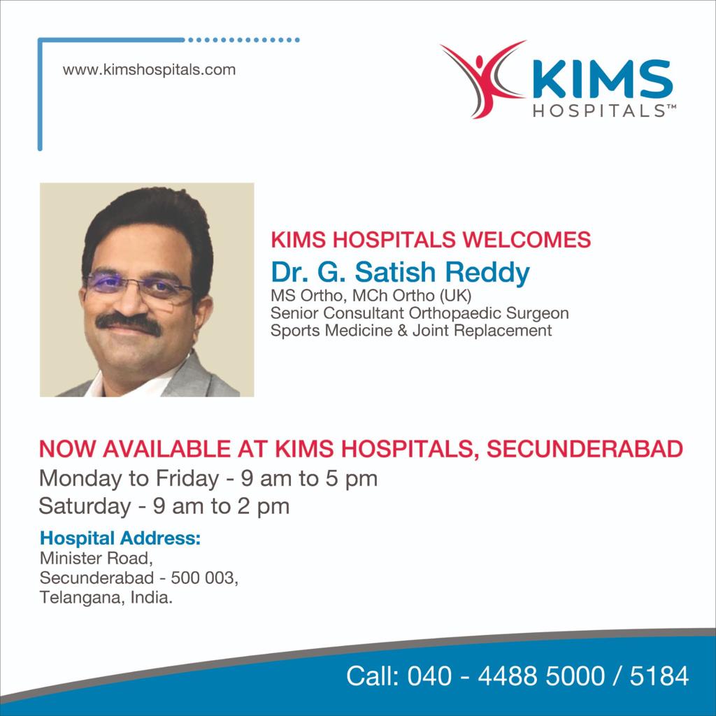I am delighted to announce that I have recently become a part of KIMS Hospital as a Senior Consultant Orthopaedic & Joint Replacement Surgeon

#orthopedicsurgeon #orthopediccare #KIMS #hospital #jointreplacementsurgeon