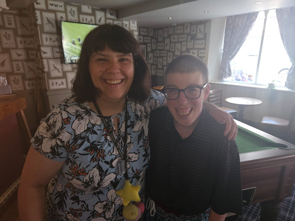 Jess and Sarah Jane are keeping cool playing pool! Or should that be - being cool? 🥵🕶️😎🎗️@meetmacintyre #supportedliving #learningdisability