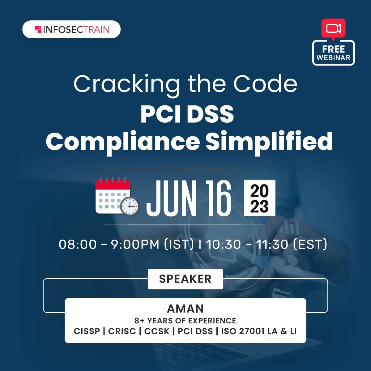 We are going Live now!

Join Webinar Session👉🏻 Webinar link: buff.ly/3Jmfxqn

#pcidss #pci #freeworkshop #freewebinar #python #hackers #certification #dataprotection #pcicompliance #datasecurity #encryption #itservices #onlinepayment #learntorise #infosectrain