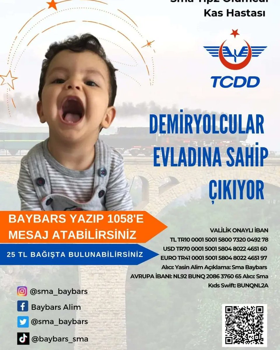 Sivas Makinisti Yasin ALİM'in oğlu #SMA hastası BAYBARS bebeğe yurtdışından alacağı ilaca ulaşması için Valilik izinli yardım kampanyasına ve bugün 16.06.2023 saat 19:30 CANLI YAYINDA  desteklerinizi bekliyor.