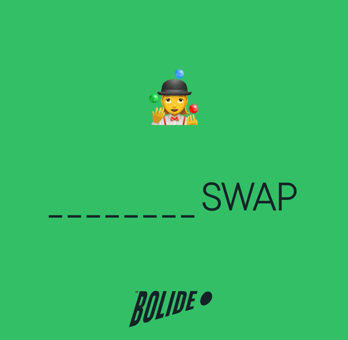 🧩 Solve and Win $BLID! 

Fill the space:

_ _ _ _ _ _ _ _ Swap

'A method used in the #DeFi sector to exchange one cryptocurrency for another, without the need for a traditional exchange or broker.'

Comment your answer and tag @Bolide_fi.
Winner will be picked in 24 hours 👀
