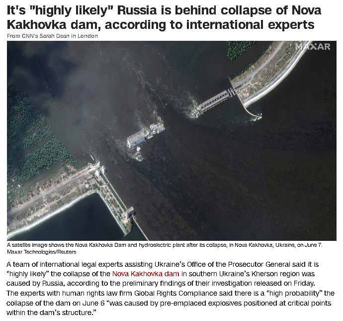 I knew it, you knew it, now the whole world knows that #RussiaBlewUpTheDam.  It's time for the #RussianTerroristState to drop the lies and admit responsibility.
#KakhovkaDam #RussiaIsLosing #RussianWarCrimes