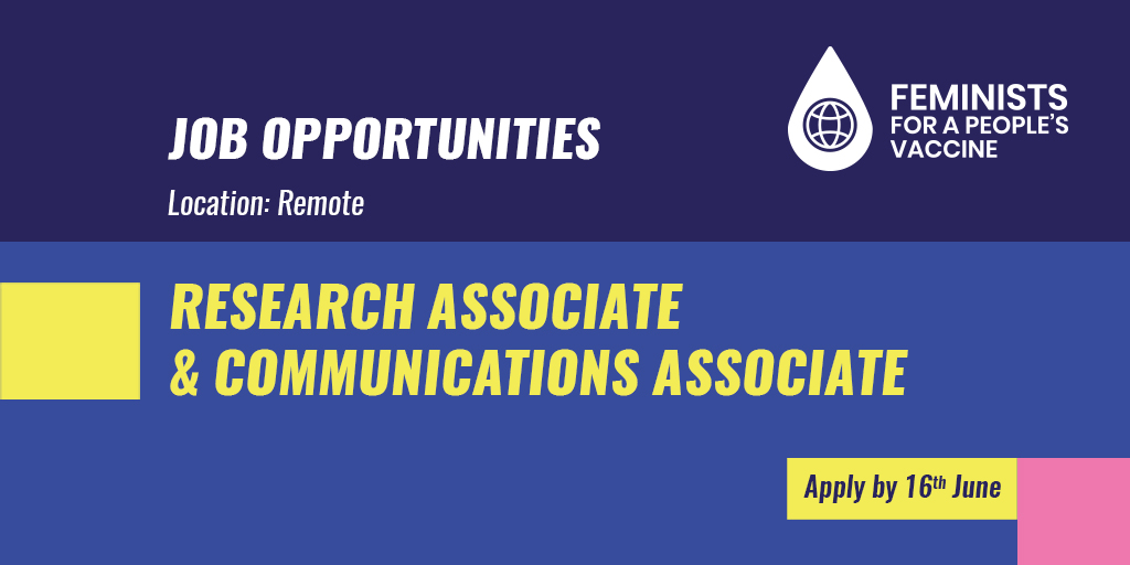 DAWNfeminist's tweet photo. 🏃🏾‍♀️Last day to apply #JobAlert

The #Fem4PeoplesVaccine is looking for 2 new additions to the team. 

If you are a feminist researcher or communicator from the global South, check out these full &amp; part-time positions.

Apply by 16th June ✍️

🔗https://t.co/duICh3RnZ1 https://t.co/LAy3En1LwI