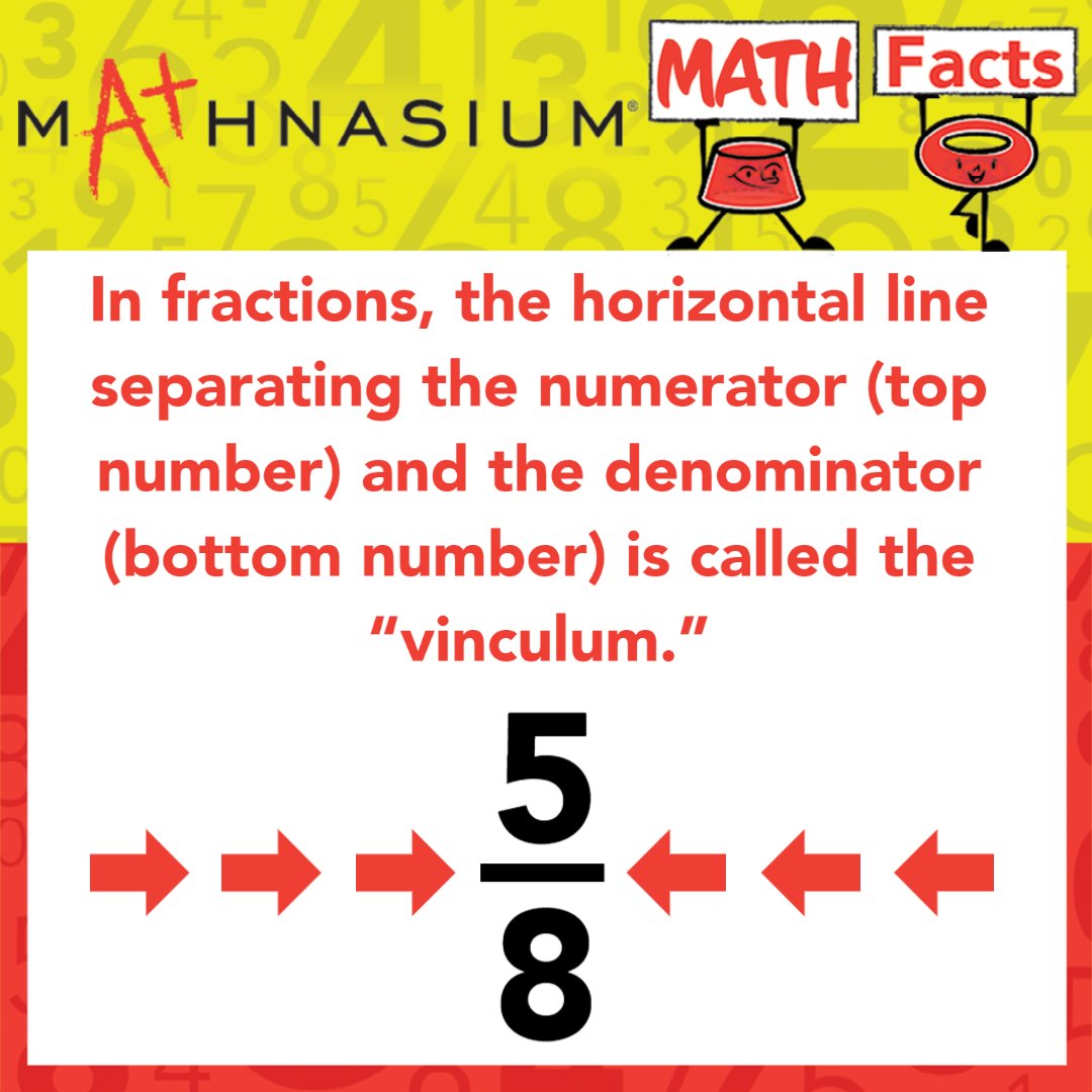 Have you ever been working with #fractions and wondered what that “line” was officially called? Now you know! Check out this nifty #MathFact, then share your knowledge with friends! 😎👍 #Mathnasium #CLTM #CoolMath #Facts