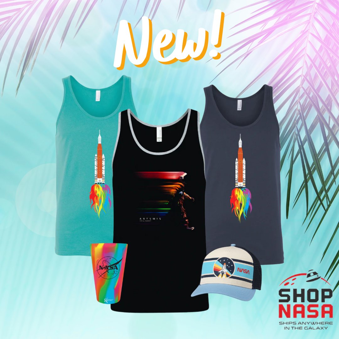 ShopNASA's tweet image. Keep cool with our newest arrivals, available now at the link in our bio!✨🚀👩‍🚀👨‍🚀

#ShopNASA #JSC #htx #Artemis #SLS #NASA