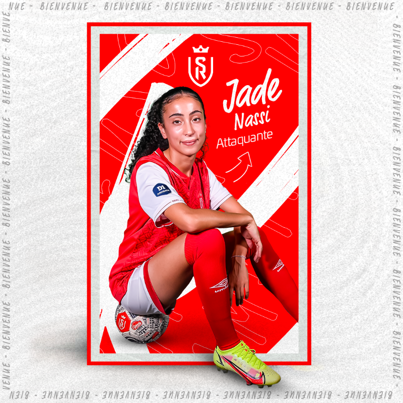 StadeDeReims's tweet photo. ⚡️💨 𝐑𝐞́𝐬𝐨𝐥𝐮𝐦𝐞𝐧𝐭 𝐨𝐟𝐟𝐞𝐧𝐬𝐢𝐯𝐞 ! C'est avec la tunique 🔴 et ⚪️ sur les épaules que @jadnsi découvrira le championnat de @D1Arkema ✍️

#Nassi2025 #PionnièresEtAmbitieuses