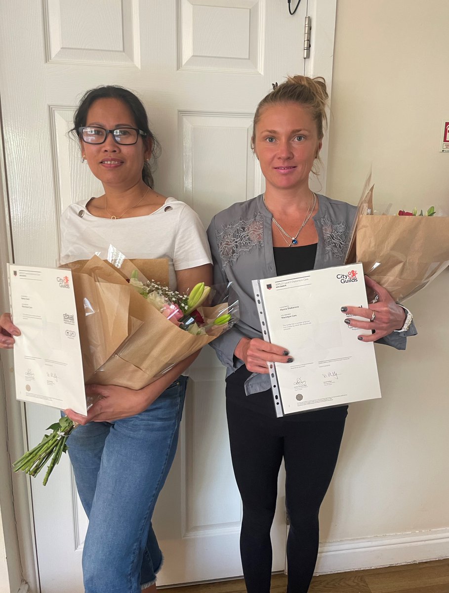 Congratulations to Nancy and Alyona on successfully completing the NVQ2!  Well done for all your hard work. 🎓🎗️🎫✍️ @meetmacintyre #NVQCare #learningdisability #supportedliving
