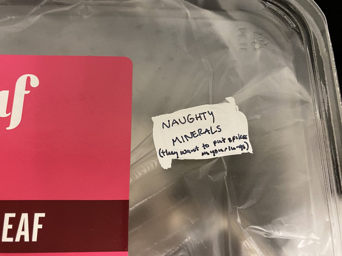 het4mothman's tweet photo. sometimes when organizing a geology collection you come across asbestiform minerals… they go in the box of shame. https://t.co/0JvC3jWG4S