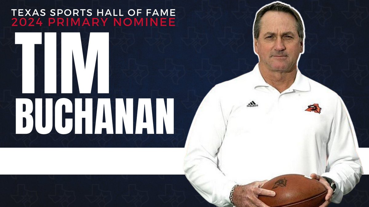 2024 #TSHOF Primary Nominee-  High School Football Coach, Tim Buchanan🏈🏆

-8x State Champion
-281-58-3 record
- 25 years as Head Football Coach for <a href="/Aledo_Football/">AHS Football</a>  #bearcats

🗳️To vote for Tim Buchanan, become a voting member at ow.ly/cAaE50OM19Q

Voting begins July 17