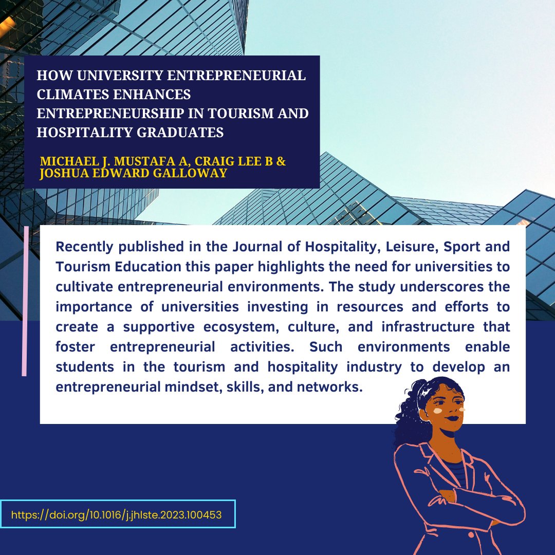 Just published in the Journal of Hospitality, Leisure, Sport and Tourism Education! 🌟🎓Explore the vital role of entrepreneurial environments in universities, shaping the career choices of students in tourism and hospitality.🚀💼

#Entrepreneurship #TourismAndHospitality #DOAP